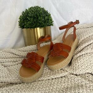 American Eagle Outfitters Tan Espadrille Sandals with Platform Size 8